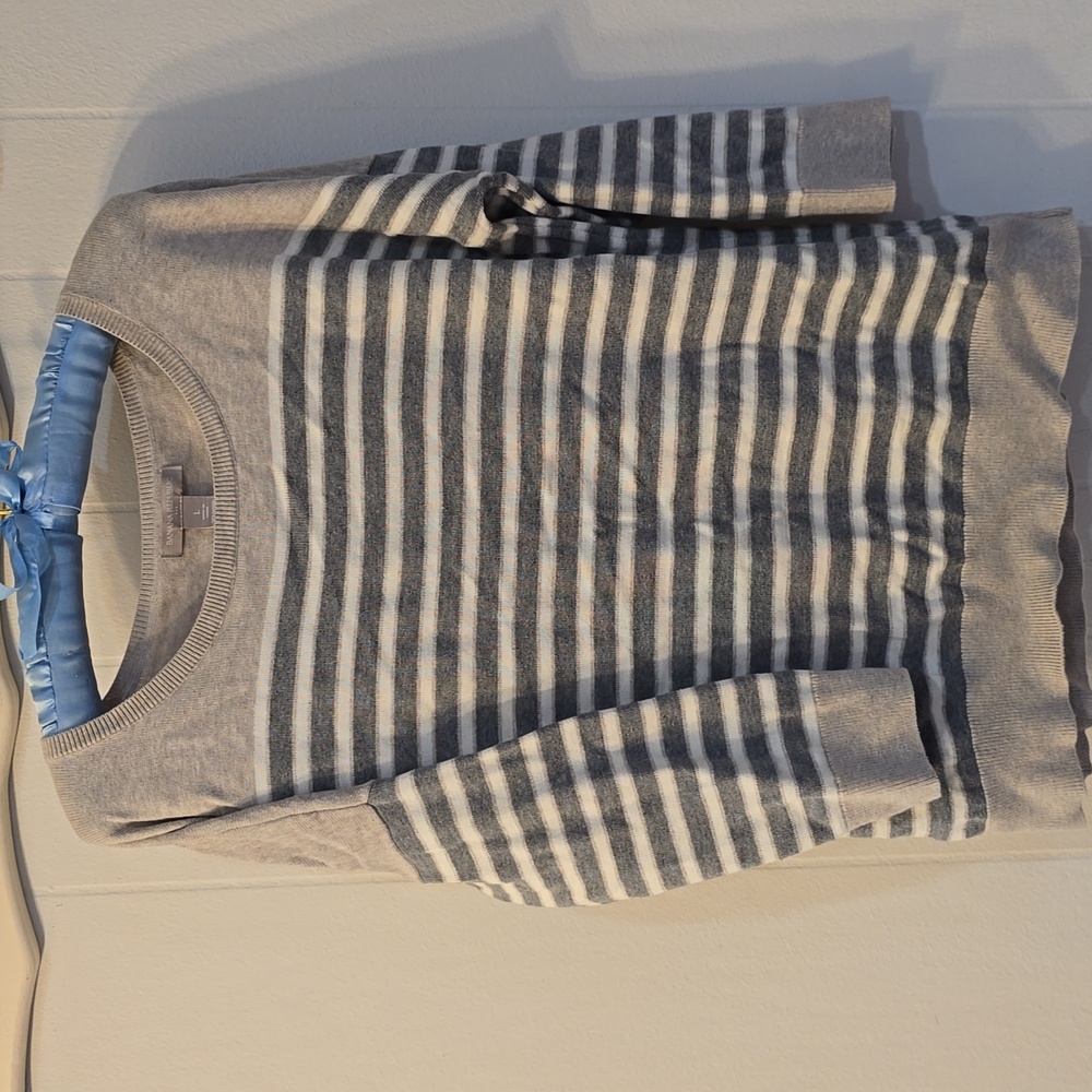 Banana Republic Gray and White Striped Sweater